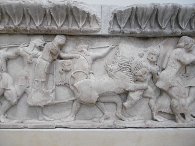 Tafereel in steen in Delphi